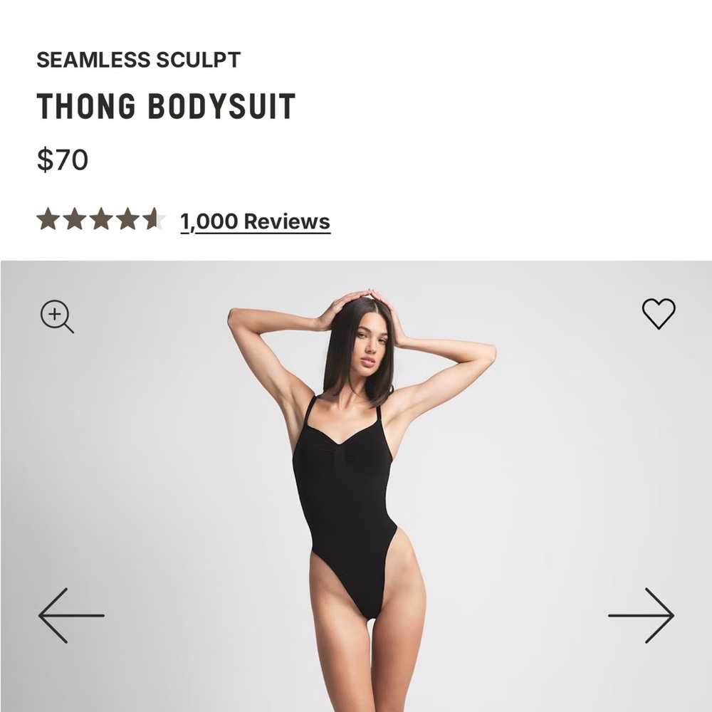 SKIMS Black Sculpting Thong Bodysuit